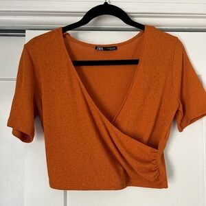 Zara orange crop tee- never worn